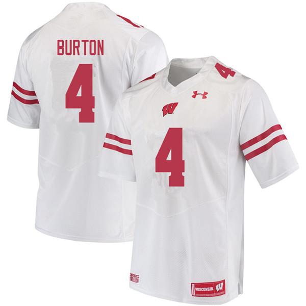 Wisconsin Badgers Men's #4 Donte Burton NCAA Under Armour Authentic White College Stitched Football Jersey WC40P47FC